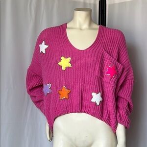 Judith March Pink Star-Embellished Sweater